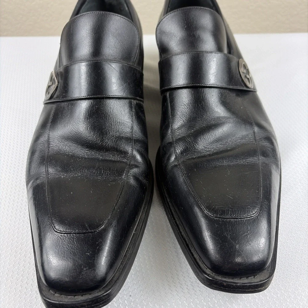 GUCCI BROADWICK INTERLOCKING GG Men's BLK LEATHER Loafer Gucci Size 11D W/ COA